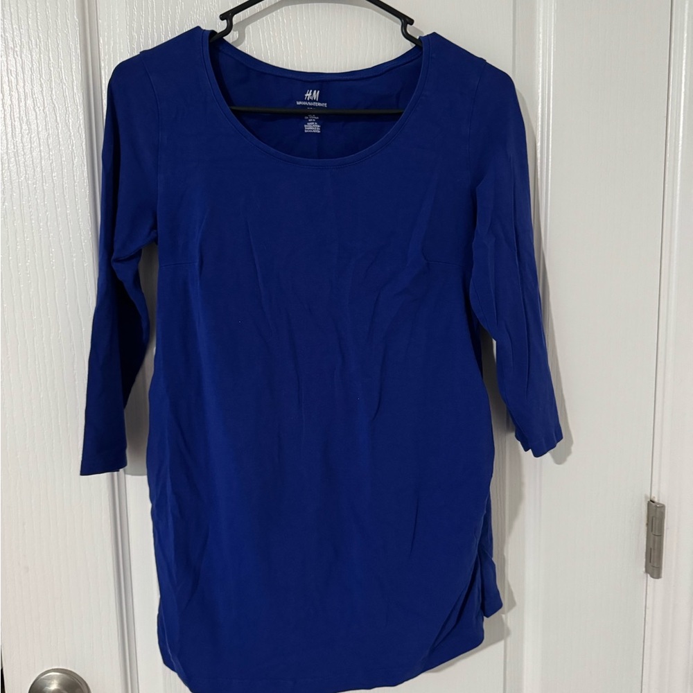 H&M Blue 3/4 Sleeve Tunic Top Maternity